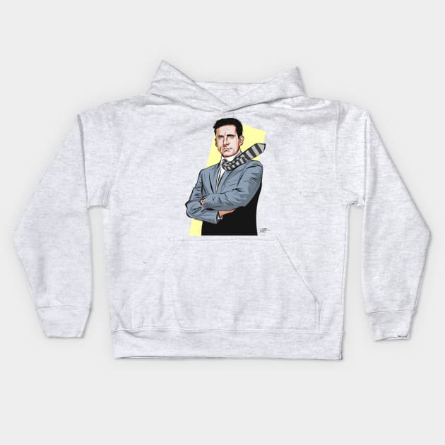 Steve Carell - An illustration by Paul Cemmick Kids Hoodie by PLAYDIGITAL2020